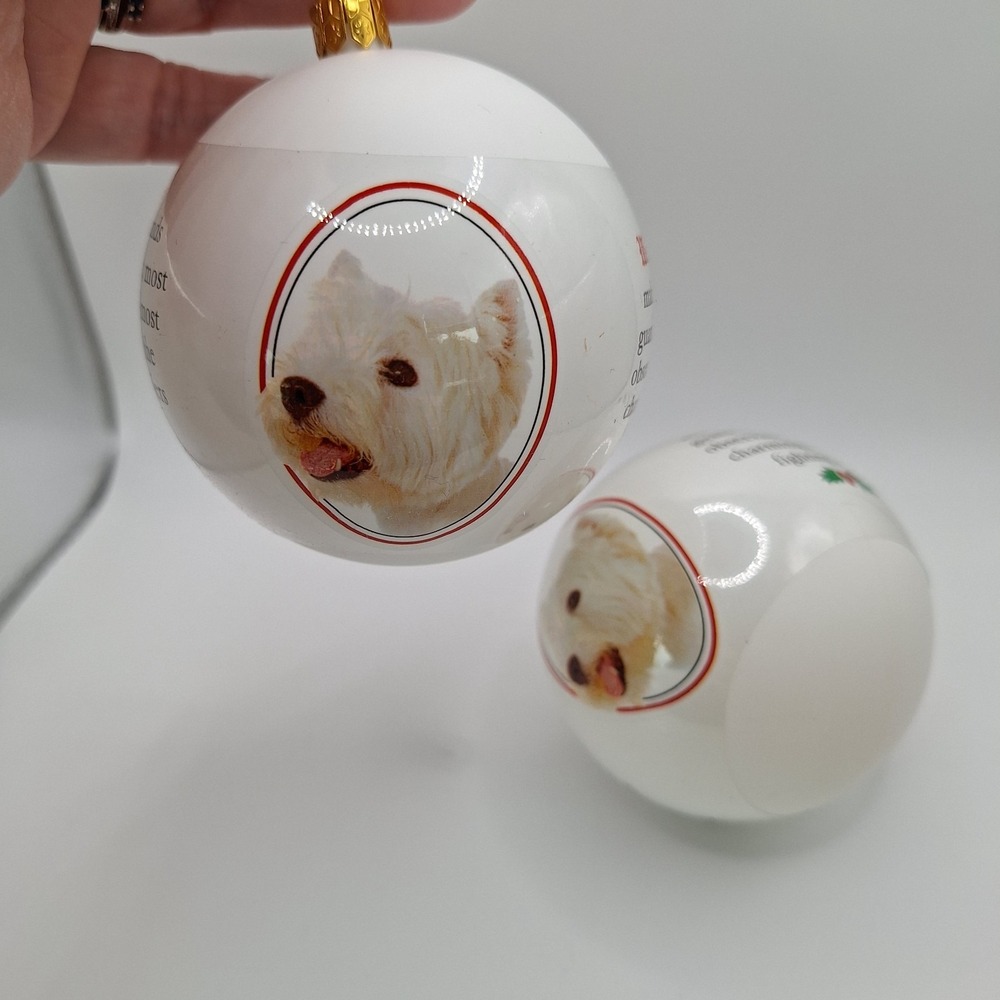 Set of 2 West Highland Terriers Westie Collection Round Bulb Ornament